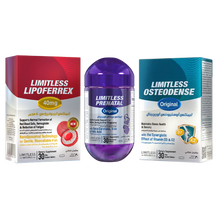 Limitless Lipoferrex & Osteodense & Prenatal Original Bundle ( 3 Packs )